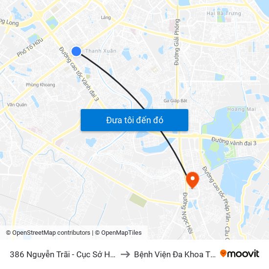 386 Nguyễn Trãi - Cục Sở Hữu Trí Tuệ to Bệnh Viện Đa Khoa Thanh Trì map