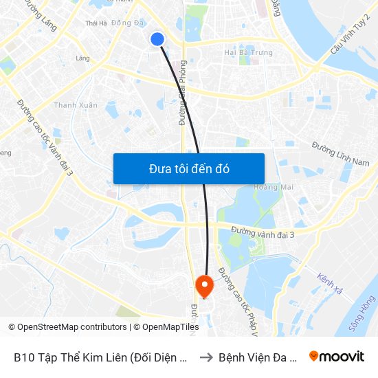 B10 Tập Thể Kim Liên (Đối Diện Ngõ 46b Phạm Ngọc Thạch) to Bệnh Viện Đa Khoa Thanh Trì map