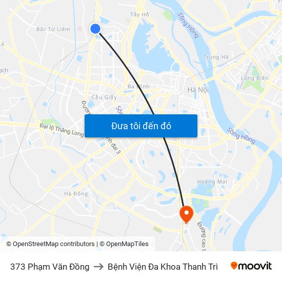 373 Phạm Văn Đồng to Bệnh Viện Đa Khoa Thanh Trì map