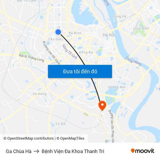 Ga Chùa Hà to Bệnh Viện Đa Khoa Thanh Trì map