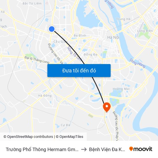 Trường Phổ Thông Hermam Gmeiner - Phạm Văn Đồng to Bệnh Viện Đa Khoa Thanh Trì map