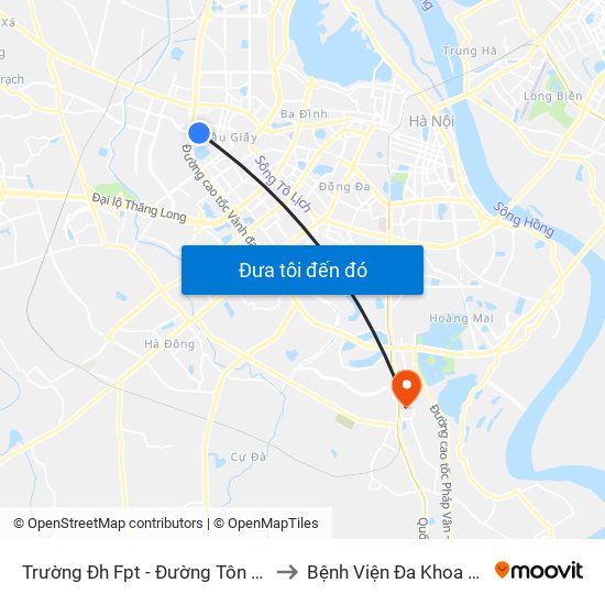 Trường Đh Fpt - Đường Tôn Thất Thuyết to Bệnh Viện Đa Khoa Thanh Trì map