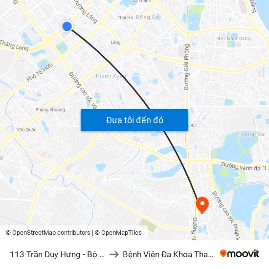 113 Trần Duy Hưng - Bộ Khcn to Bệnh Viện Đa Khoa Thanh Trì map