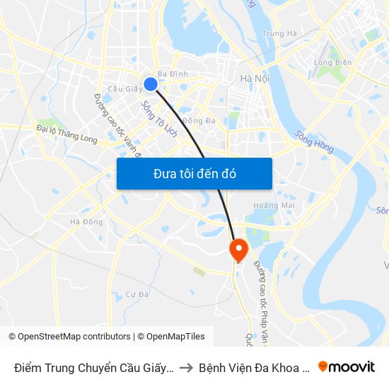 Điểm Trung Chuyển Cầu Giấy - Thủ Lệ 02 to Bệnh Viện Đa Khoa Thanh Trì map