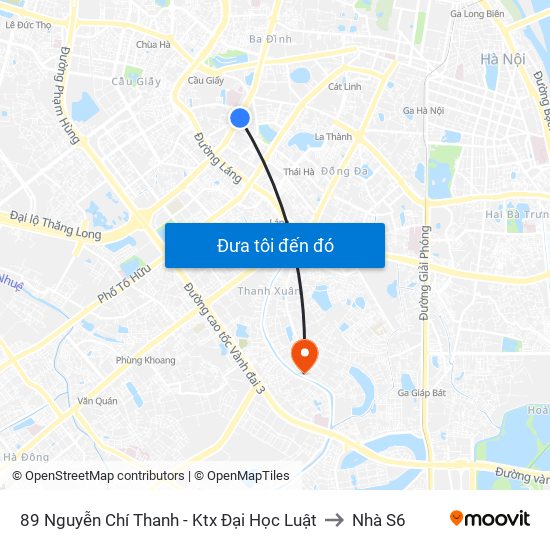 89 Nguyễn Chí Thanh - Ktx Đại Học Luật to Nhà S6 map