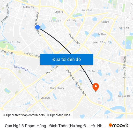 Qua Ngã 3 Phạm Hùng - Đình Thôn (Hướng Đi Phạm Văn Đồng) to Nhà S6 map