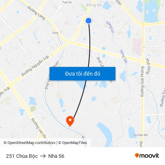 251 Chùa Bộc to Nhà S6 map