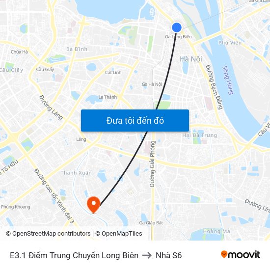 E3.1 Điểm Trung Chuyển Long Biên to Nhà S6 map