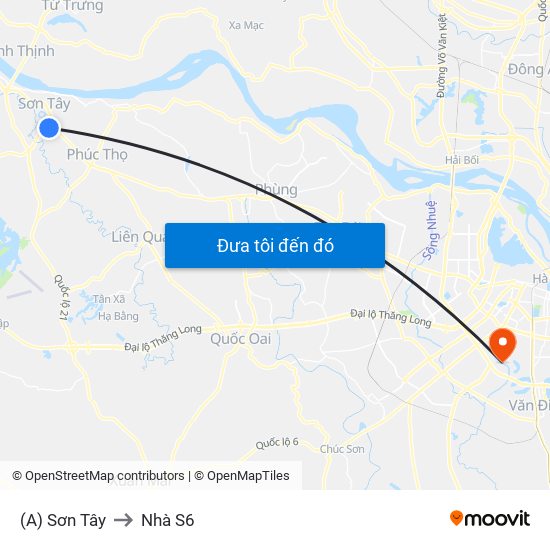 (A) Sơn Tây to Nhà S6 map