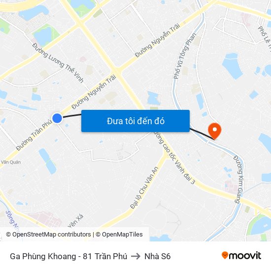 Ga Phùng Khoang - 81 Trần Phú to Nhà S6 map