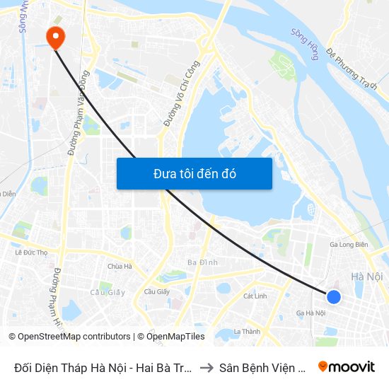 Đối Diện Tháp Hà Nội - Hai Bà Trưng (Cạnh 56 Hai Bà Trưng) to Sân Bệnh Viện Y Tế Công Cộng map