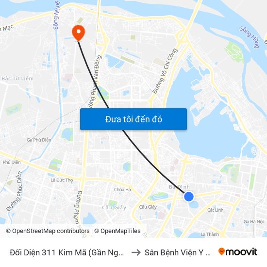 Đối Diện 311 Kim Mã (Gần Ngã 4 Kim Mã - Vạn Bảo) to Sân Bệnh Viện Y Tế Công Cộng map