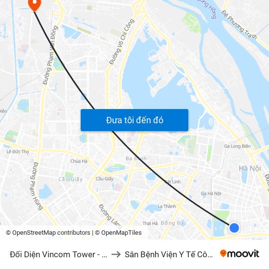 Đối Diện Vincom Tower - Bà Triệu to Sân Bệnh Viện Y Tế Công Cộng map
