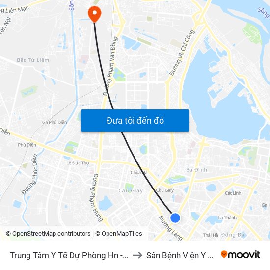 Trung Tâm Y Tế Dự Phòng Hn - 70 Nguyễn Chí Thanh to Sân Bệnh Viện Y Tế Công Cộng map