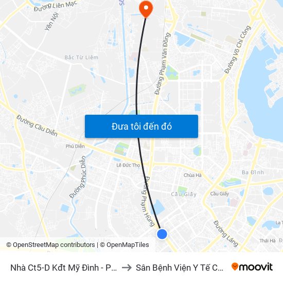 Nhà Ct5-D Kđt Mỹ Đình - Phạm Hùng to Sân Bệnh Viện Y Tế Công Cộng map