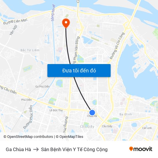 Ga Chùa Hà to Sân Bệnh Viện Y Tế Công Cộng map