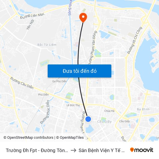 Trường Đh Fpt - Đường Tôn Thất Thuyết to Sân Bệnh Viện Y Tế Công Cộng map