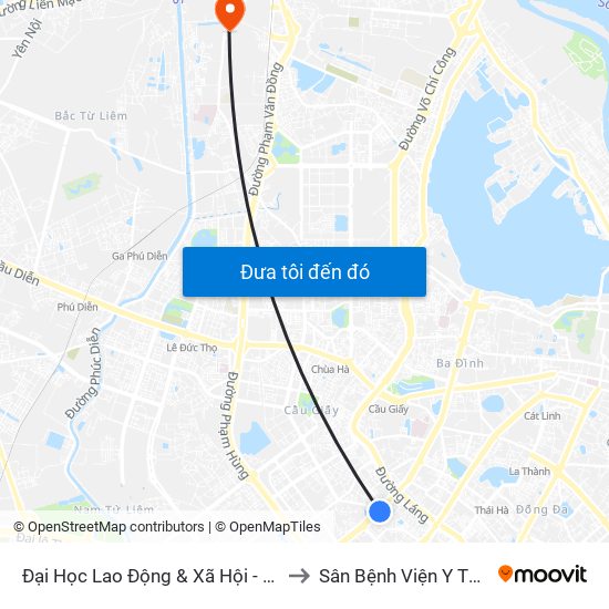 Đại Học Lao Động & Xã Hội - 43 Trần Duy Hưng to Sân Bệnh Viện Y Tế Công Cộng map