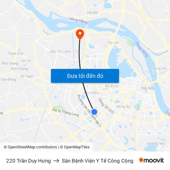 220 Trần Duy Hưng to Sân Bệnh Viện Y Tế Công Cộng map