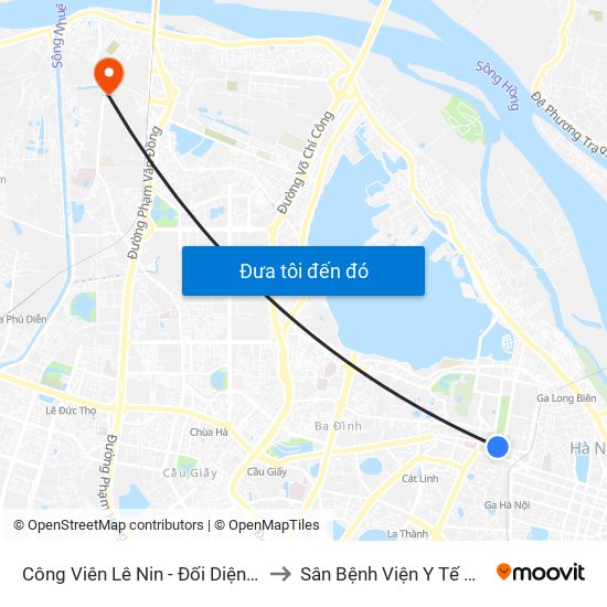 Công Viên Lê Nin - Đối Diện 35 Trần Phú to Sân Bệnh Viện Y Tế Công Cộng map