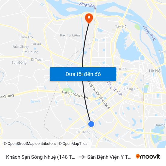 Khách Sạn Sông Nhuệ (148 Trần Phú- Hà Đông) to Sân Bệnh Viện Y Tế Công Cộng map