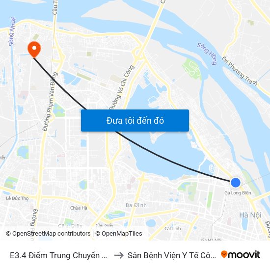 E3.4 Điểm Trung Chuyển Long Biên to Sân Bệnh Viện Y Tế Công Cộng map