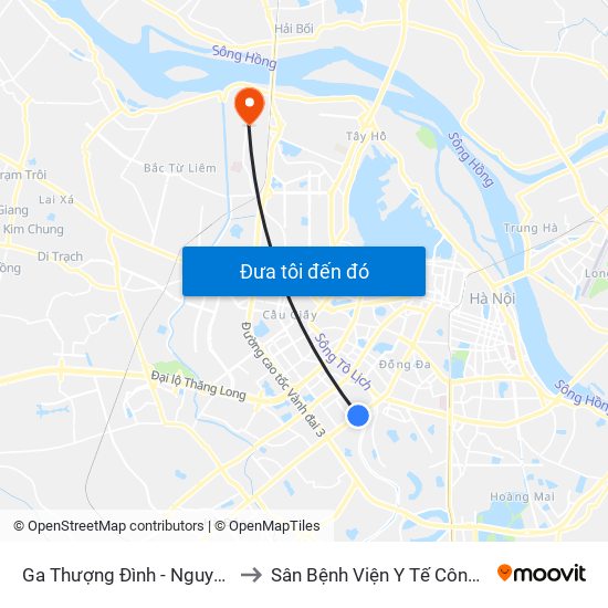 Ga Thượng Đình - Nguyễn Trãi to Sân Bệnh Viện Y Tế Công Cộng map