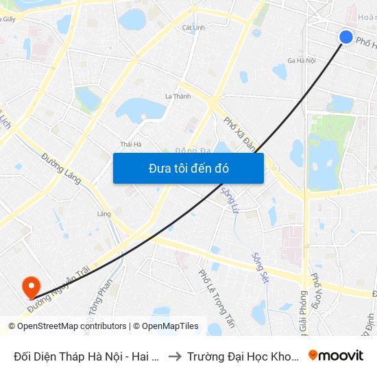 Đối Diện Tháp Hà Nội - Hai Bà Trưng (Cạnh 56 Hai Bà Trưng) to Trường Đại Học Khoa Học Xã Hội Và Nhân Văn map