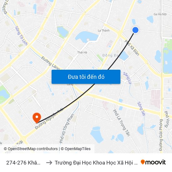 274-276 Khâm Thiên to Trường Đại Học Khoa Học Xã Hội Và Nhân Văn map