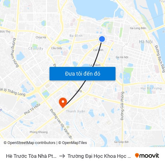 Hè Trước Tòa Nhà Pta - Số 1 Kim Mã to Trường Đại Học Khoa Học Xã Hội Và Nhân Văn map