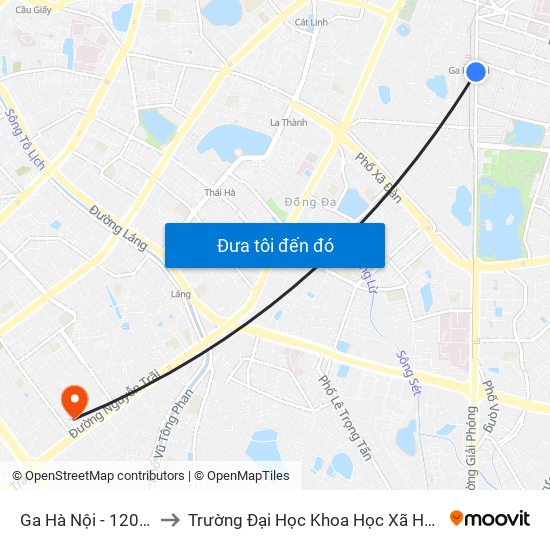 Ga Hà Nội - 120 Lê Duẩn to Trường Đại Học Khoa Học Xã Hội Và Nhân Văn map