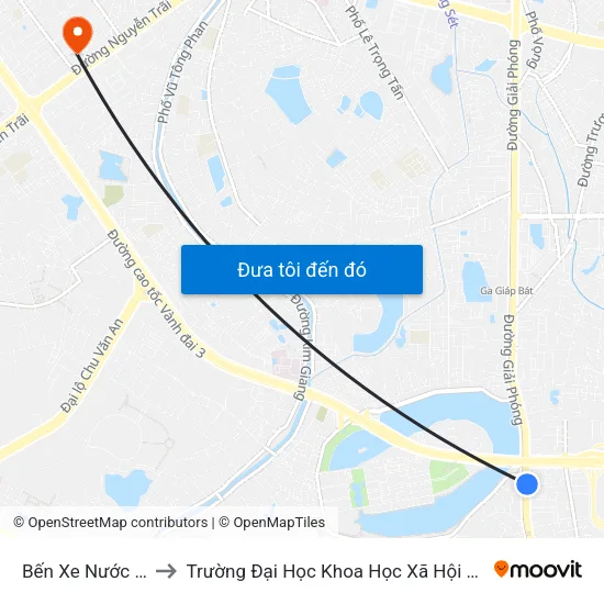 Bến Xe Nước Ngầm to Trường Đại Học Khoa Học Xã Hội Và Nhân Văn map