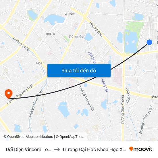 Đối Diện Vincom Tower - Bà Triệu to Trường Đại Học Khoa Học Xã Hội Và Nhân Văn map