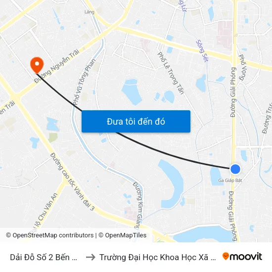 Dải Đỗ Số 2 Bến Xe Giáp Bát to Trường Đại Học Khoa Học Xã Hội Và Nhân Văn map