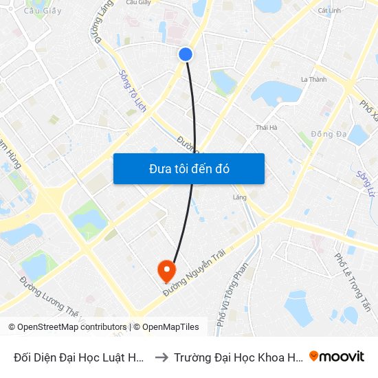 Đối Diện Đại Học Luật Hà Nội - Nguyễn Chí Thanh to Trường Đại Học Khoa Học Xã Hội Và Nhân Văn map