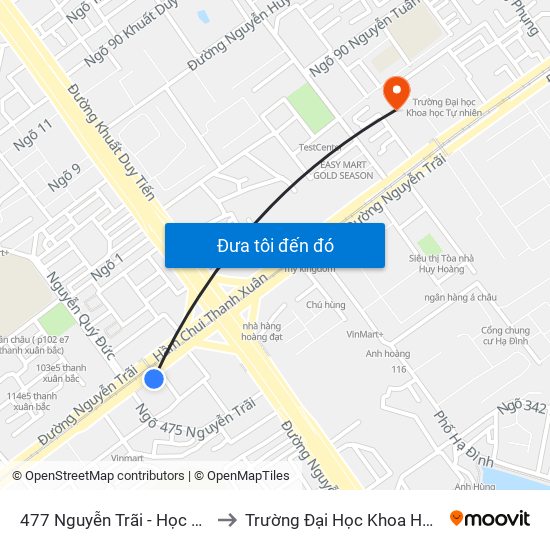 477 Nguyễn Trãi - Học Viện Khoa Học Xã Hội to Trường Đại Học Khoa Học Xã Hội Và Nhân Văn map