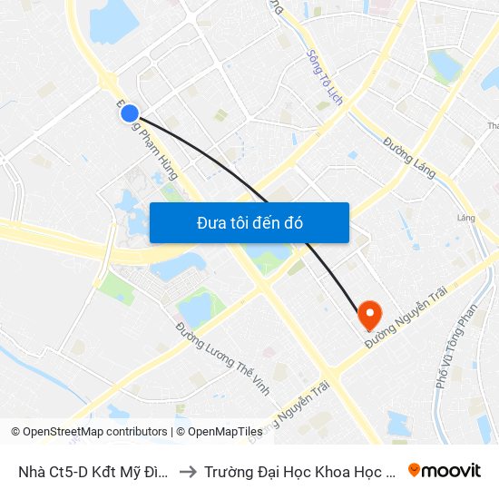 Nhà Ct5-D Kđt Mỹ Đình - Phạm Hùng to Trường Đại Học Khoa Học Xã Hội Và Nhân Văn map