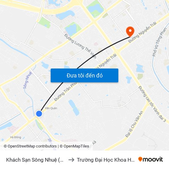 Khách Sạn Sông Nhuệ (148 Trần Phú- Hà Đông) to Trường Đại Học Khoa Học Xã Hội Và Nhân Văn map