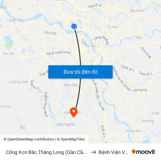 Cổng Kcn Bắc Thăng Long (Gần Cầu Vượt Bộ Hành) to Bệnh Viện Vân Đình map