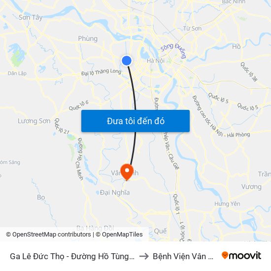 Ga Lê Đức Thọ - Đường Hồ Tùng Mậu to Bệnh Viện Vân Đình map
