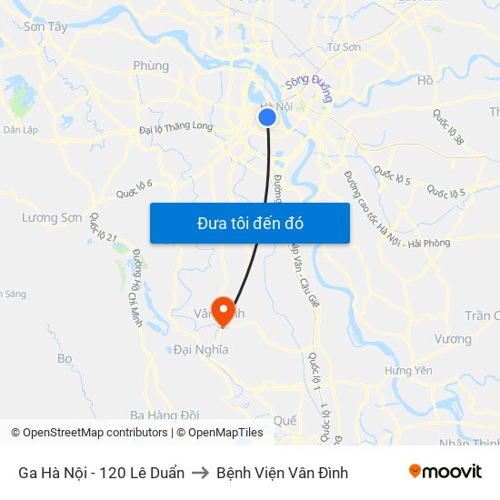 Ga Hà Nội - 120 Lê Duẩn to Bệnh Viện Vân Đình map