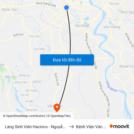 Làng Sinh Viên Hacinco - Nguyễn Tuân to Bệnh Viện Vân Đình map