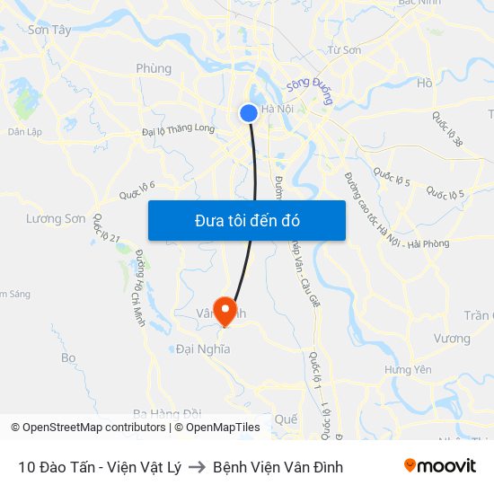 10 Đào Tấn - Viện Vật Lý to Bệnh Viện Vân Đình map