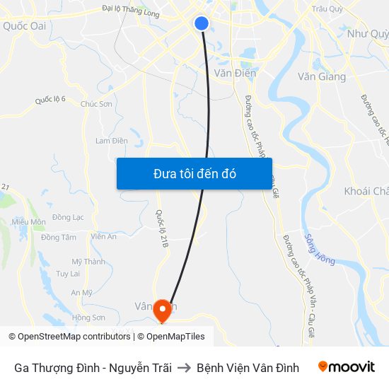 Ga Thượng Đình - Nguyễn Trãi to Bệnh Viện Vân Đình map