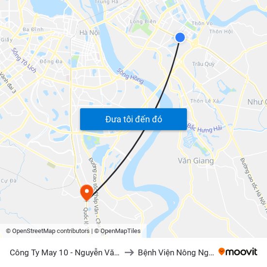 Công Ty May 10 - Nguyễn Văn Linh to Bệnh Viện Nông Nghiệp map