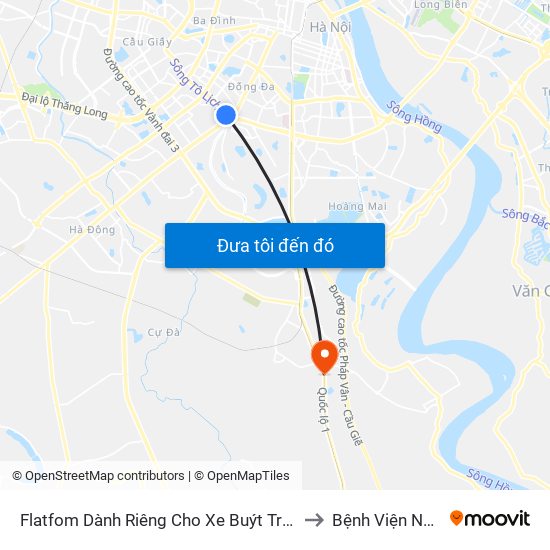 Flatfom Dành Riêng Cho Xe Buýt Trước Nhà 45 Đường Láng to Bệnh Viện Nông Nghiệp map