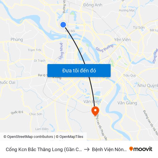 Cổng Kcn Bắc Thăng Long (Gần Cầu Vượt Bộ Hành) to Bệnh Viện Nông Nghiệp map