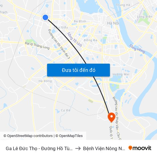 Ga Lê Đức Thọ - Đường Hồ Tùng Mậu to Bệnh Viện Nông Nghiệp map