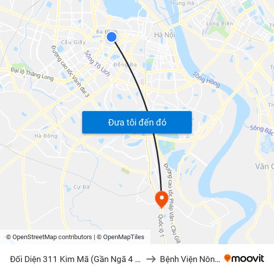 Đối Diện 311 Kim Mã (Gần Ngã 4 Kim Mã - Vạn Bảo) to Bệnh Viện Nông Nghiệp map