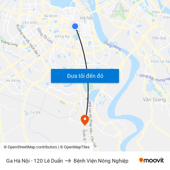 Ga Hà Nội - 120 Lê Duẩn to Bệnh Viện Nông Nghiệp map
